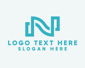 Aquatic Wave Loop Letter N logo