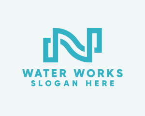 Aquatic Wave Loop Letter N logo