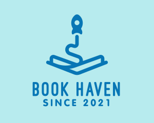 Blue Rocket Book  logo design