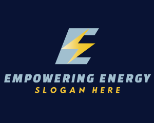 Energy Thunder Letter E logo design