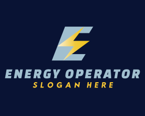 Energy Thunder Letter E logo design