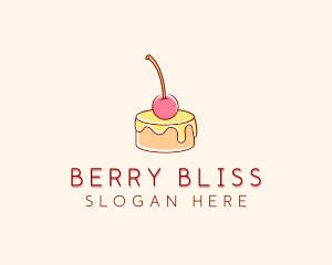 Cherry Pudding Dessert logo design