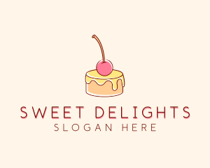 Cherry Pudding Dessert logo design