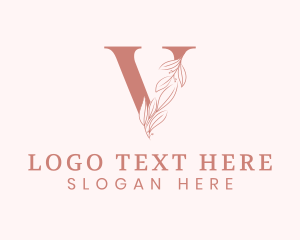 Elegant Leaves Letter V logo