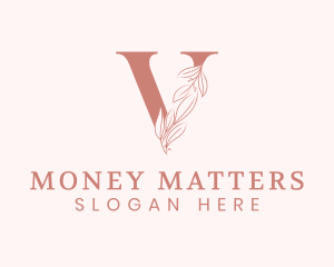 Elegant Leaves Letter V logo