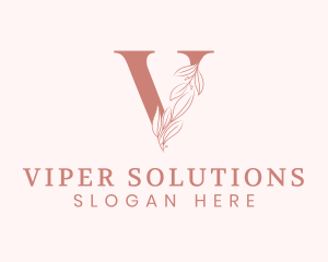 Elegant Leaves Letter V logo design