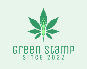 Green Cannabis Yoga  logo design