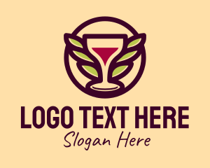 Wine Glass Leaf Wings logo