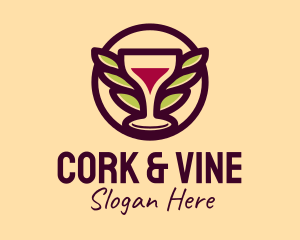 Wine Glass Leaf Wings logo design