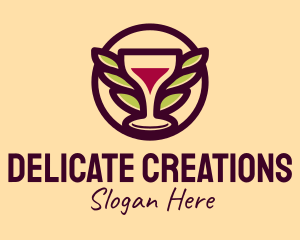 Wine Glass Leaf Wings logo design