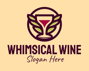 Wine Glass Leaf Wings logo design