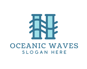 Wave Pillars H logo design