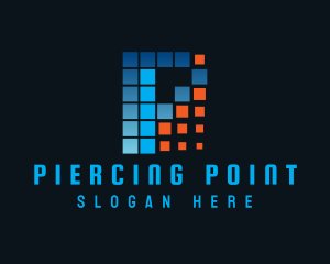 Banking Pixel Letter P logo design