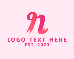 Pink Ribbon Letter N logo