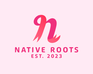 Pink Ribbon Letter N logo design