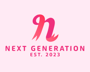 Pink Ribbon Letter N logo design