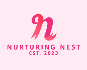 Pink Ribbon Letter N logo design