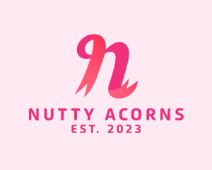 Pink Ribbon Letter N logo design