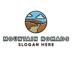 Cloudy Mountain Outline logo design