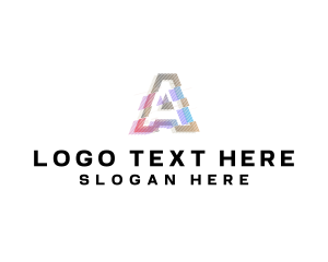 Gradient Glitch Letter A Logo