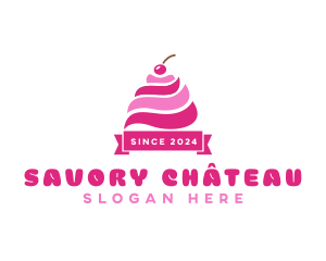 Cherry Ice Cream Sundae logo design