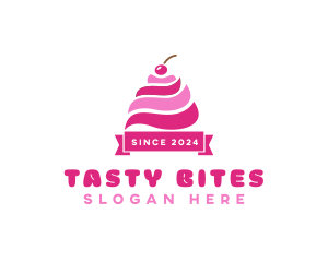 Cherry Ice Cream Sundae logo design