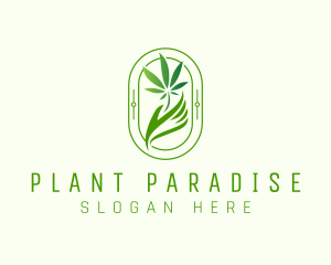 Marijuana Plant Hand logo design