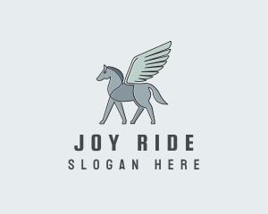 Horse Pegasus Wings logo design