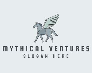 Horse Pegasus Wings logo design