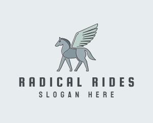 Horse Pegasus Wings logo design