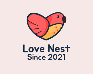 Heart Love Bird  logo design