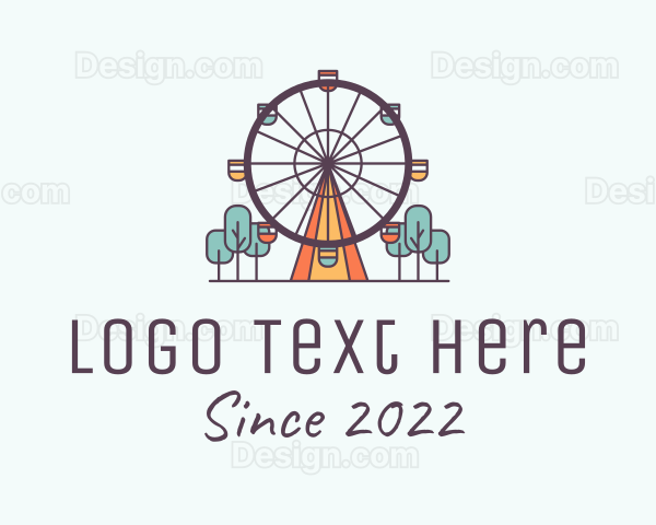 Ferris Wheel Theme Park Rides Logo