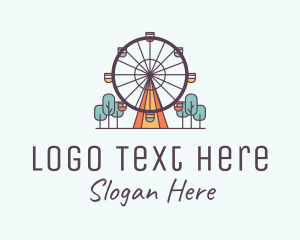 Ferris Wheel Theme Park Rides Logo