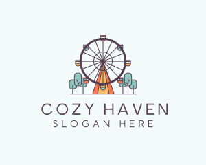 Ferris Wheel Theme Park Rides logo design