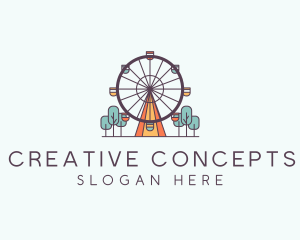 Ferris Wheel Theme Park Rides logo design