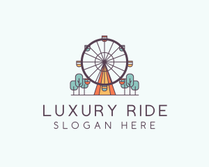 Ferris Wheel Theme Park Rides logo design