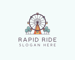 Ferris Wheel Theme Park Rides logo design