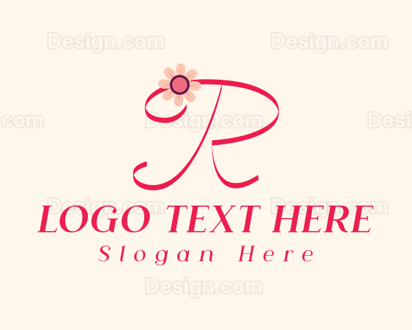 Pink Flower Letter R Logo