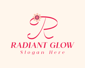 Pink Flower Letter R logo design