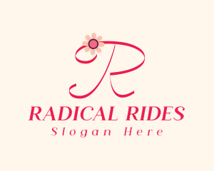 Pink Flower Letter R logo design