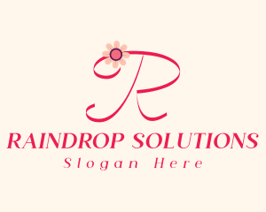 Pink Flower Letter R logo design