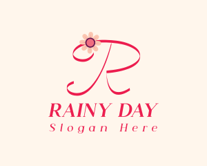 Pink Flower Letter R logo design