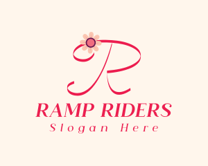 Pink Flower Letter R logo design