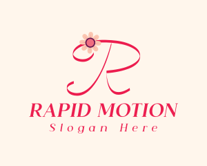 Pink Flower Letter R logo design