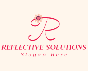 Pink Flower Letter R logo design