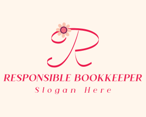 Pink Flower Letter R logo design