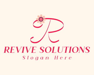 Pink Flower Letter R logo design