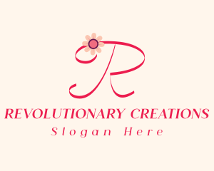 Pink Flower Letter R logo design