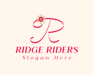 Pink Flower Letter R logo design