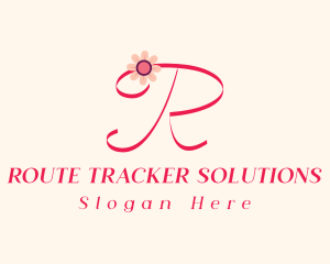 Pink Flower Letter R logo design